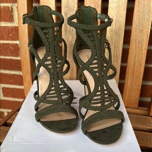 Green Gladiator Heels with Strappy Design